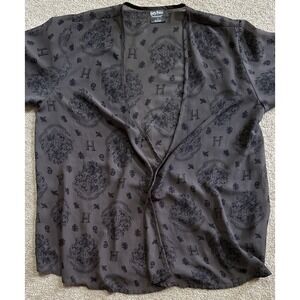Harry Potter Hogwarts Crest Sheer Open Front Kimono Duster‎ Size Medium